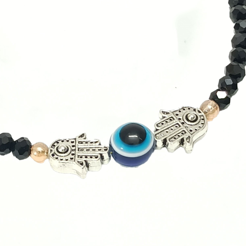 Evil Eye with Silver Hamsa Hands Anklets