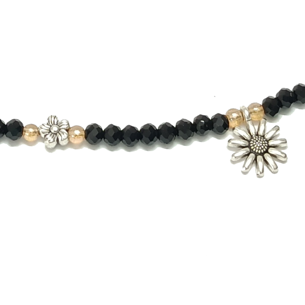 Silver Mix Flowers Anklets