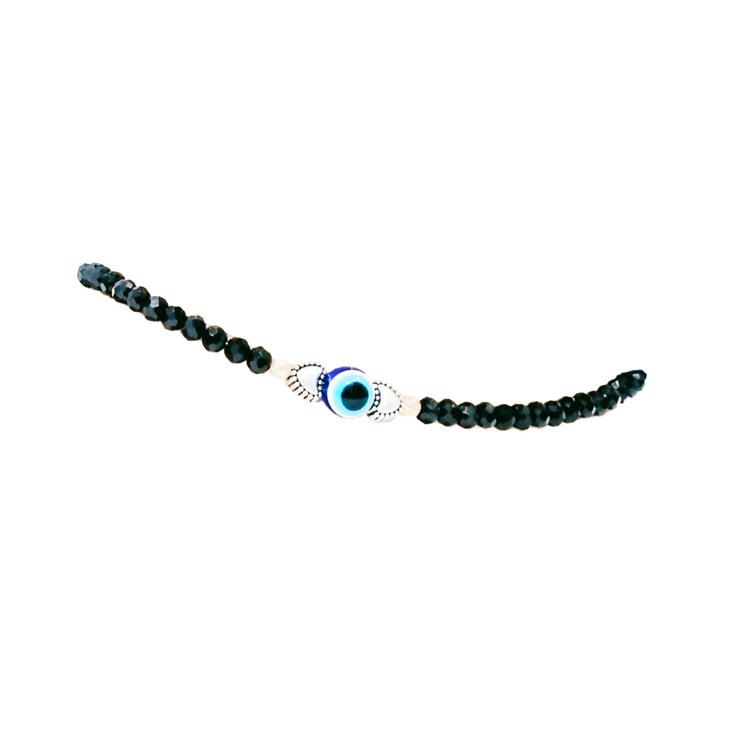 Silver Evil Eye Hearts Couple Anklets