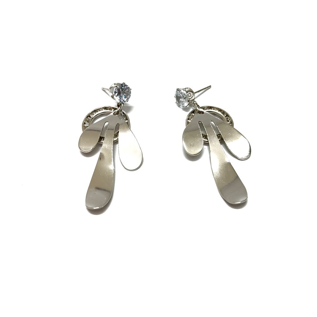 Hammered Dangles Silver Earrings