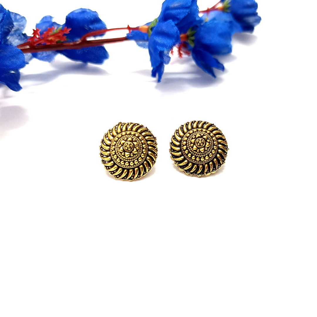 Traditional Golden Antique Stud Earrings