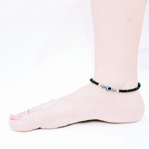 Evil Eye Cross Oval Anklet