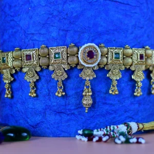 Multicolour Choker Antique Gold Plated Set