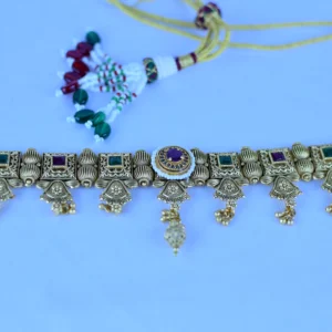 Multicolour Choker Antique Gold Plated Set