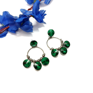 Rhinestone Teardrop Green Earrings