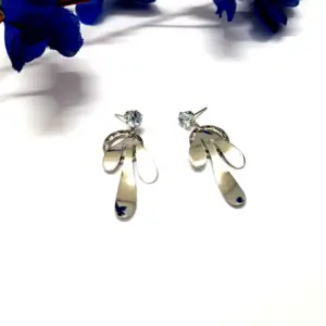 Hammered Dangles Silver Earrings