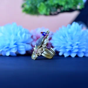 Anti-Tarnish Peacock Golden Temple Ring