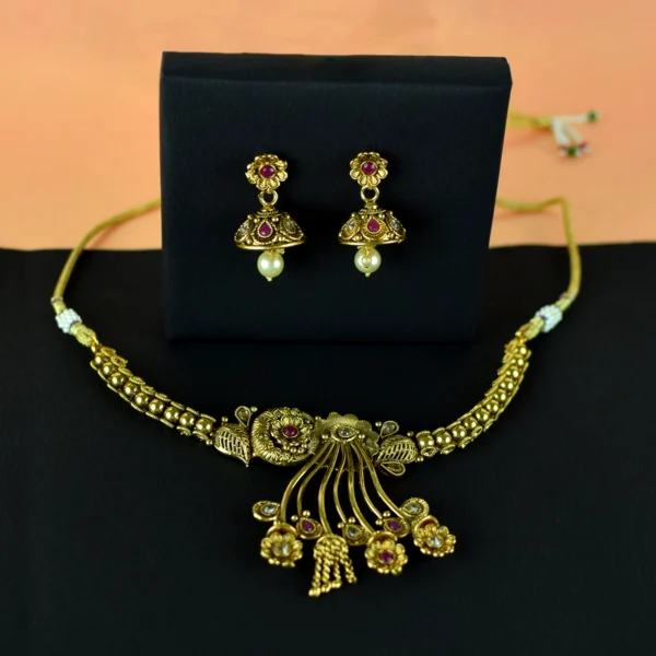 Golden Temple Necklace Earring Set