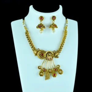 Golden Temple Necklace Earring Set