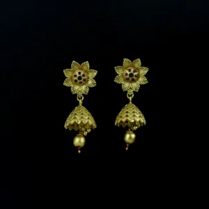 Gold-Plated Floral Choker Set with Jhumka Earrings