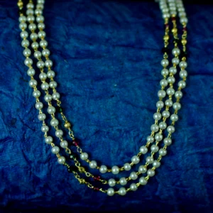 Triple-Strand Pearl Necklace with Earrings