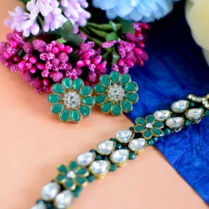 Green Floral Design Necklace Set